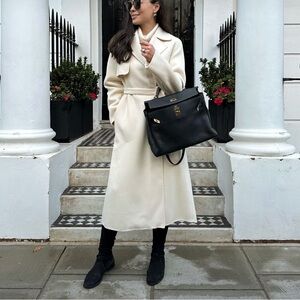 Cream Wool Long Coat